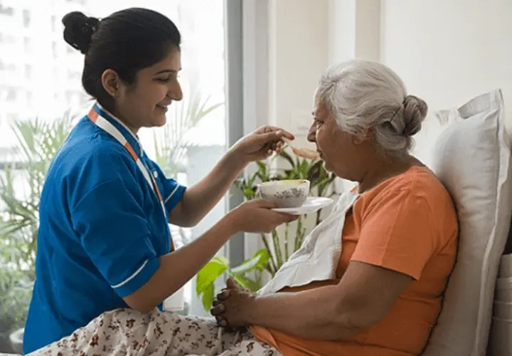 Caregiver with patient